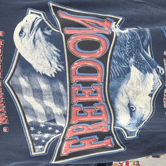 Y2K Vintage Myrtle Beach Bike Week Freedom Eagle graphic blue & white XL t-shirt - Picture 7 of 8